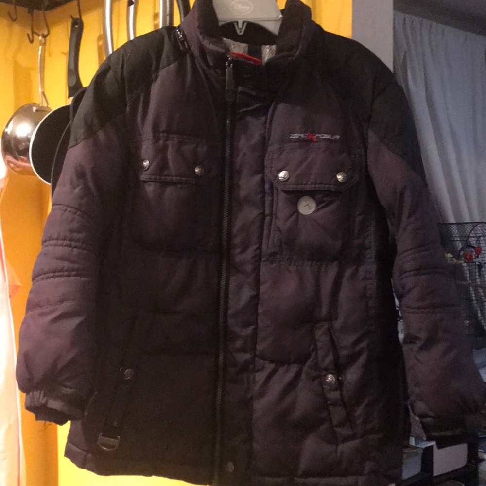Boys winter jacket brown, black and red